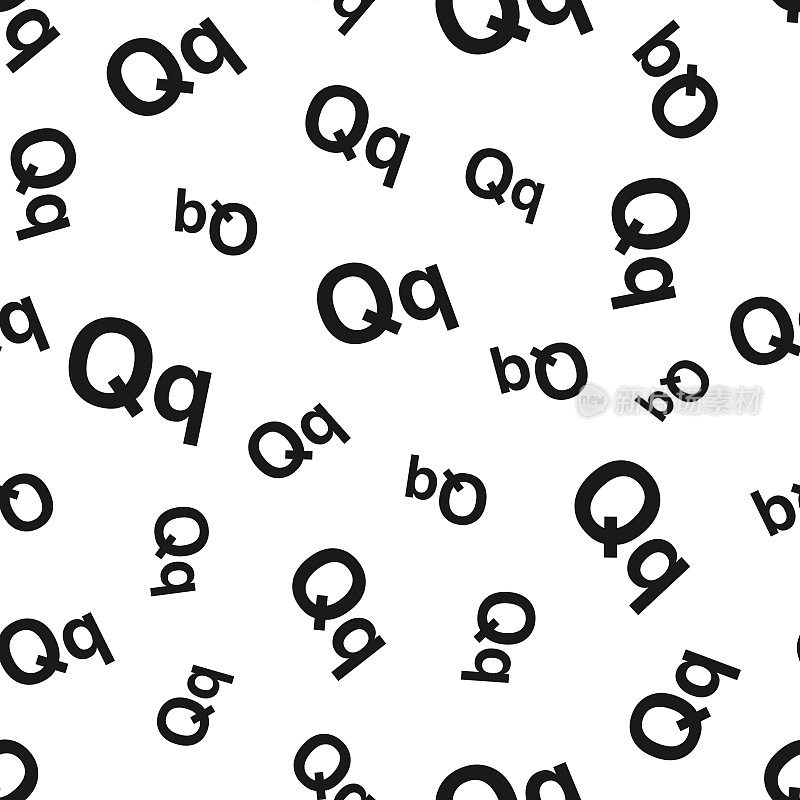 字母Q -大写和小写。无缝模式。白色背景的图标